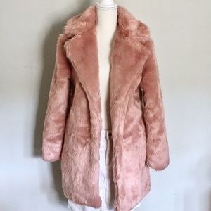 Blush Pink Faux Fur Coat Sz 2